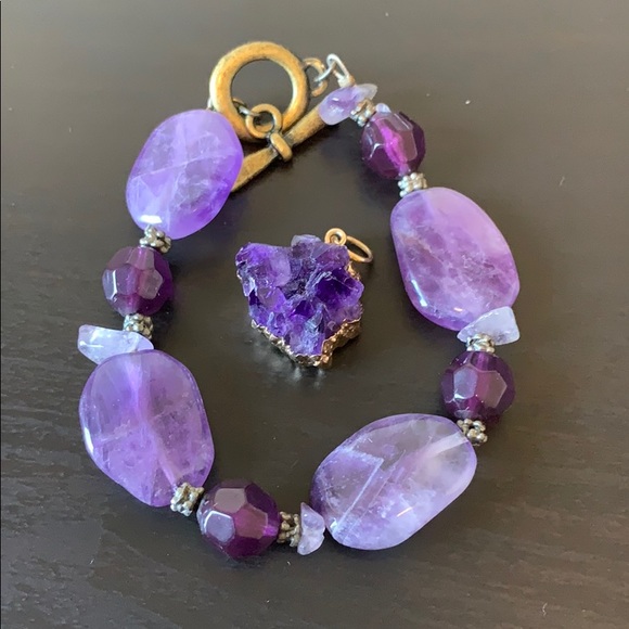 Jewelry - 🌈 Free form Amethyst bracelet and pendant
